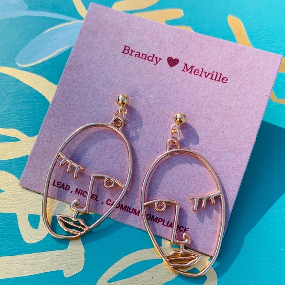 Brandy Melville Jewelry - 3/$30 Boho festival gold abstract Picasso face